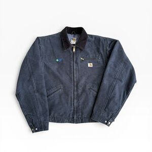 Carhartt J001 Detroit Jacket Blanket Lined Faded Black Workwear Vintage XL TALL